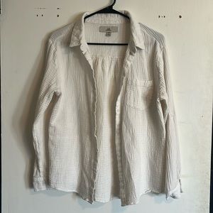 Thread & Supply White Cotton Button Up Top